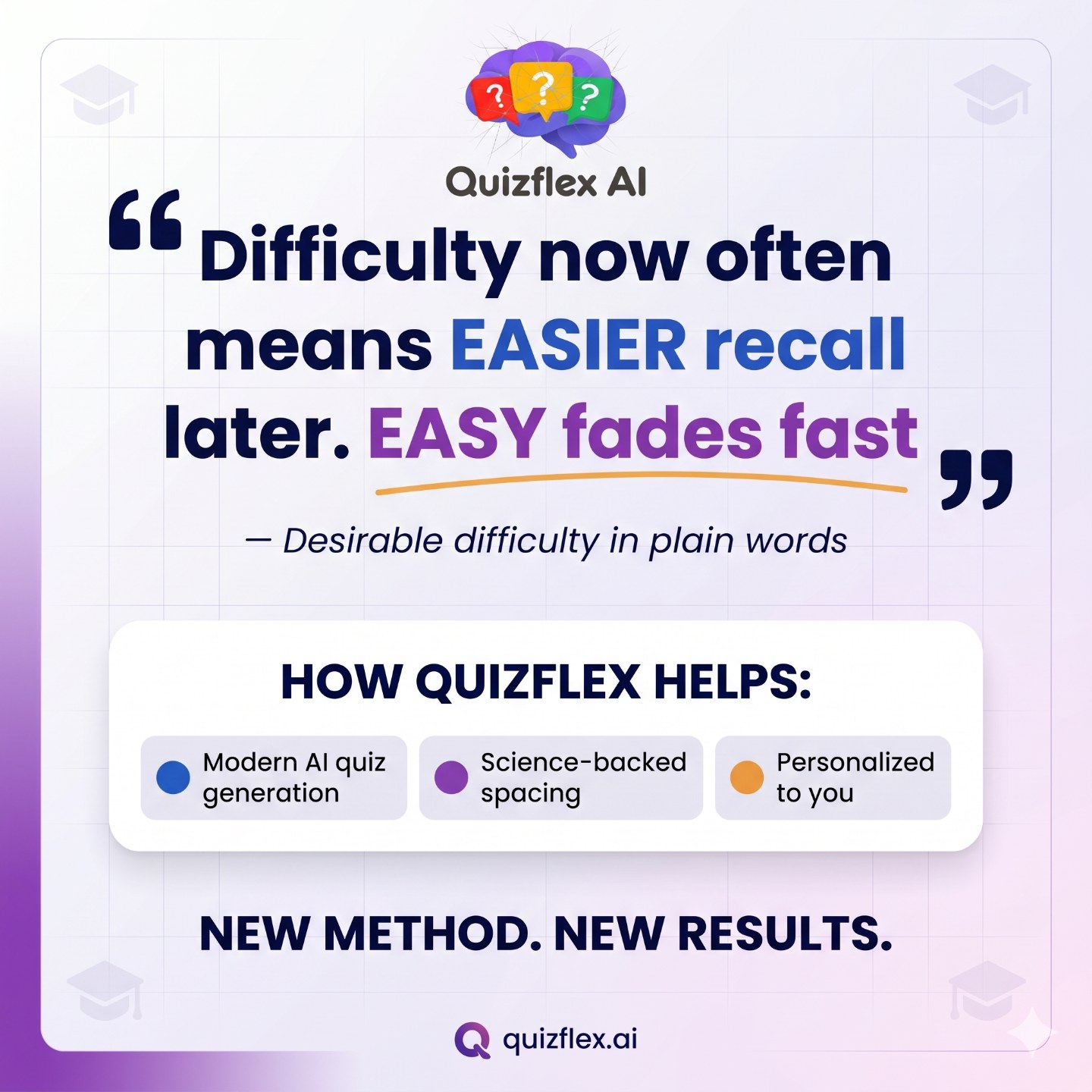 Illustration — Difficulty now often means EASIER recall later. EASY fades fast. — Desir